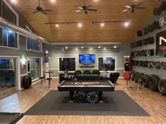 The Clubhouse lounge with its custom wheel-base pool table