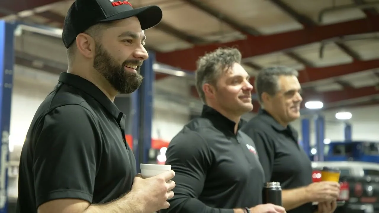Brad Belcher, Justin Fried and Chris Nichols in the NFI Empire shop